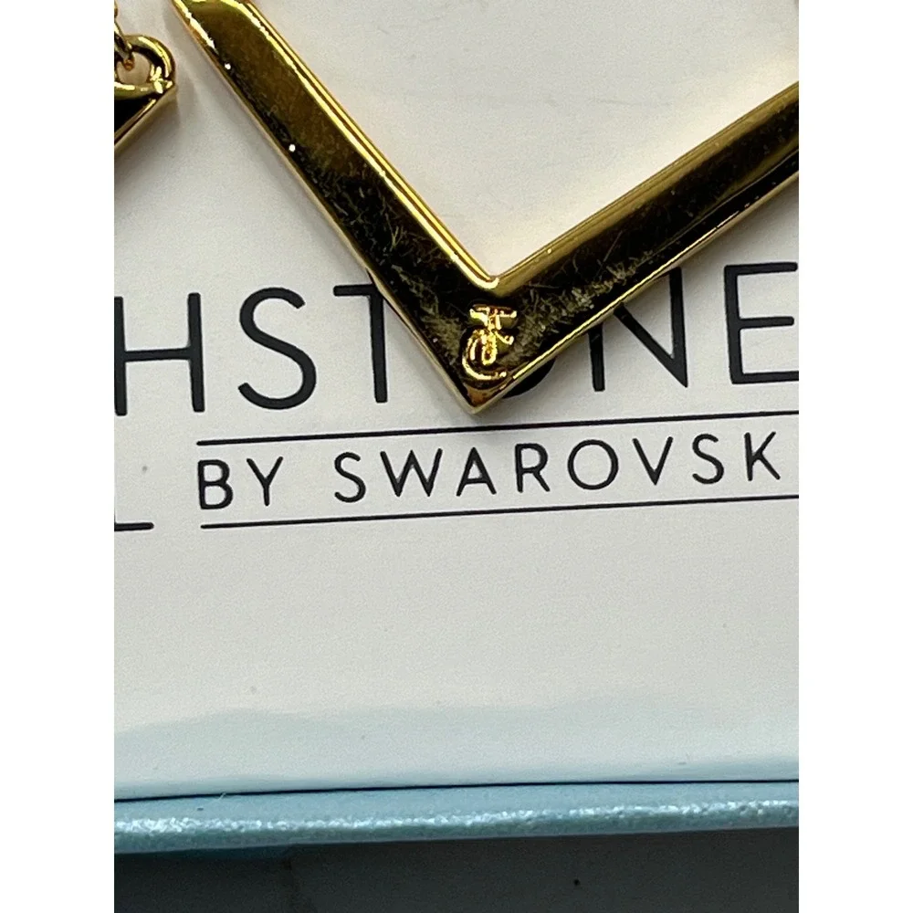 Touchstone Crystal by Swarovski Chevron‎ V Shaped Chain Drop Dangle Earrings New